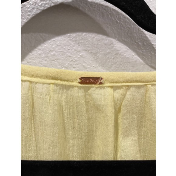 FREE PEOPLE Boho Floral Crochet Maria Lace Yellow Blouse - Picture 4 of 7